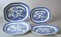 Four Chinese export Canton octagonal platters