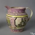 Sunderland pink luster pitcher early 19th c
