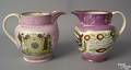 Two Sunderland pink luster pitchers early 19th c