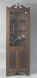 George III style mahogany one pc corner cupboard