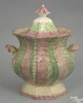 Green and red rainbow spatter covered sugar 19th c