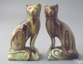 Pair of Whieldon type cat figures late 18th c