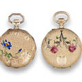 Two Gold  Enamel Pendant Watches Swiss