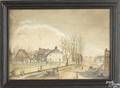Pennsylvania watercolor on paper town scene ca 1800