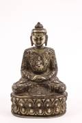 Oriental Cast Silvered Bronze Buddha Sculpture