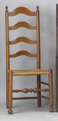 Two similar Pennsylvania 4slat ladderback side chairs late 18th c