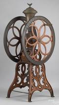 Massive Philadelphia painted cast iron doublewheel coffee grinder