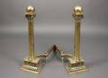 Pair of American Classical Style Brass Andirons