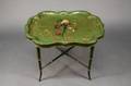Green Floral Decorated Papier Mache Tray Table