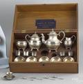 American miniature silver plated tea set 19th c