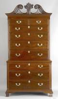 Philadelphia Chippendale figured mahogany chest on chest ca 1770