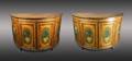 Pair of Painted Satinwood Demilune Cabinets