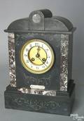Victorian marble and slate mantle clock inscribed Randall Cromes