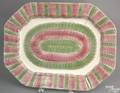 Vibrant red and green rainbow spatter bullseye platter
