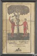 Carl Augustus BruckmannReading Pennsylvania 17921823  Printed certificate18191821 watercolor wash and ink on paper depicting Adam  Eve in the garden of Eden 12 x 7 34 water stains