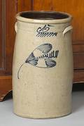 Fivegallon stoneware butter churn 19th c