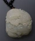 Carved Jade Lotus Flower w Worry Beads