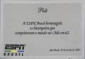 PEL JUNE 17 2002 ESPN BRASIL 1962 WORLD CUP ANNIVERSARY PLAQUE