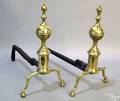 Pair Federal brass andirons ca 1825