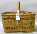Single handle market split reed basket with dye reed decoration