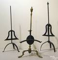 Two wrought iron adjustable standing meat spits 19th c