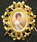 Italian miniature painted porcelain portrait of a young woman