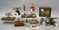 Seven cast and painted fox and hunt related figures