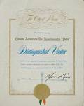 PEL MARCH 11 1987 DISTINGUISHED VISITOR OF MIAMI FLORIDA CERTIFICATE