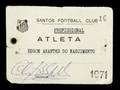 PEL FEBRUARY 4 1971 SANTOS FOOTBALL CLUB MEMBERSHIP CARD