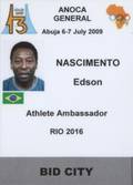 PEL JULY 67 2009 ANOCA ATHLETIC AMBASSADOR RIO 2016 CREDENTIAL