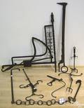 Two wrought iron fireplace cranes 19th c