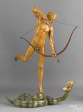 Cast iron figure of Apollo slaying the serpent late 19th c
