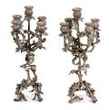 A Pair of SilveredMetal FiveLight Candelabra