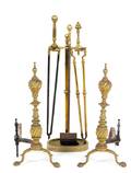 A Pair of Georgian Style Brass Andirons