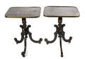 A Pair of Regency Green and PolychromeJapanned Occasional Tables