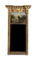 A Regency Gilt and Reverse Painted Glass Mirror