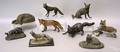 Nine cast fox figures
