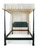 A Painted Wood Canopy Bed