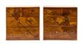 A Pair of Japanese InlaidWalnut Miniature Cabinets