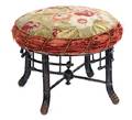 A Napoleon III Ebonized Faux Bamboo Stool