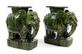 A Pair of Glazed Terracotta Elephant Garden Stools