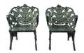 Two GreenPainted Metal Garden Chairs