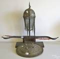 Persian iron and brass helmet and shield