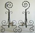 Pair of wrought iron andirons