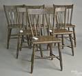 Set of 6 painted plank seat dining chairs