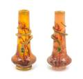 A Pair of Gilt Metal Mounted French Cameo Glass Cabinet Vases likely Daum