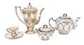 An Assembled Lenox Porcelain Silver Overlay Tea Service