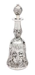 An Art Nouveau Silver Overlay Glass Decanter retailed by Black Starr  Frost