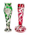 Two Silver Overlay Glass Vases