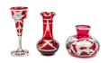 A Group of Three Silver Overlay Glass Articles